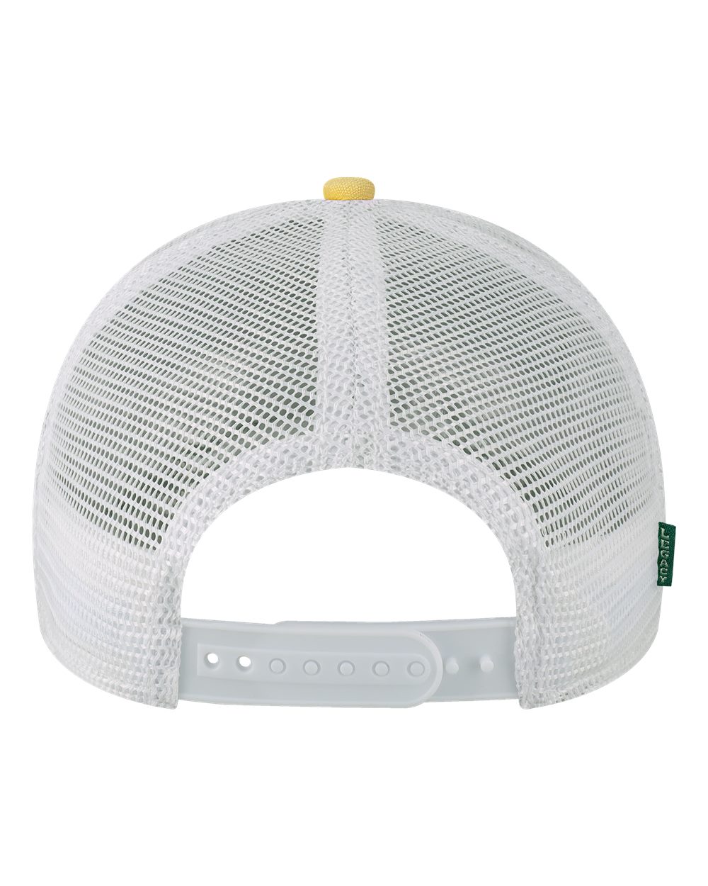 Rear View of Yellow/ Marine/ White Mid-Pro Snapback Trucker Cap - MPS