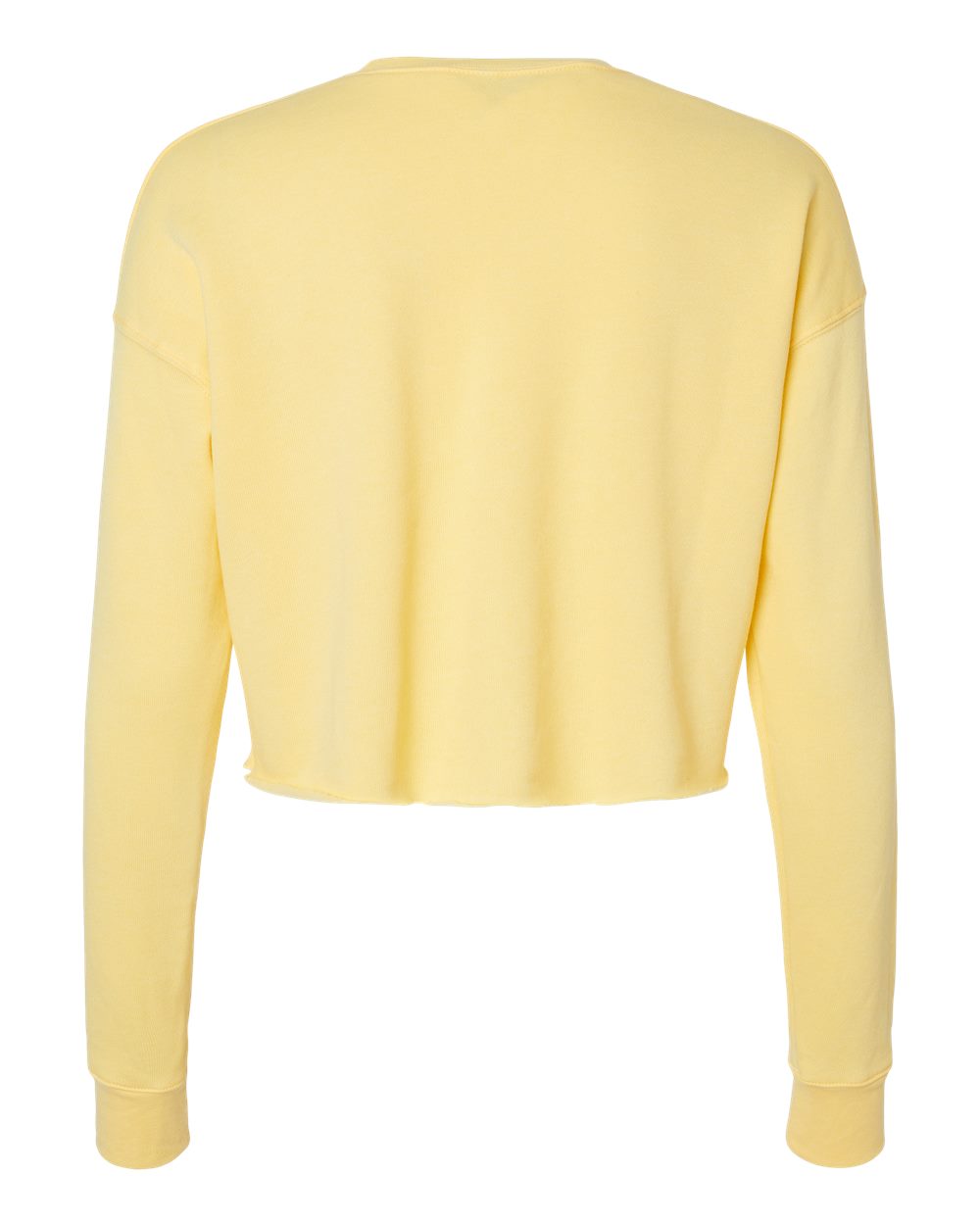 Rear View of Yellow Women's Crop Crew Fleece - 7503