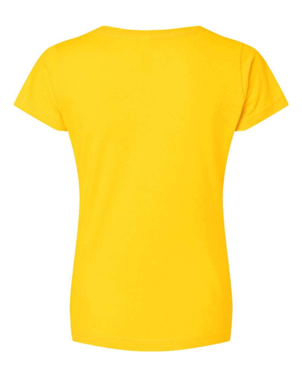 Rear View of Yellow Women's Fine Jersey V-Neck Tee - 3507