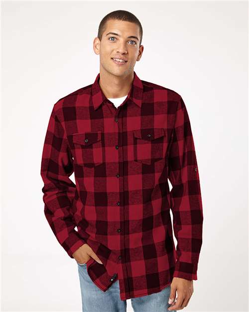 Red/ Black Buffalo Yarn-Dyed Flannel Shirt - 8210