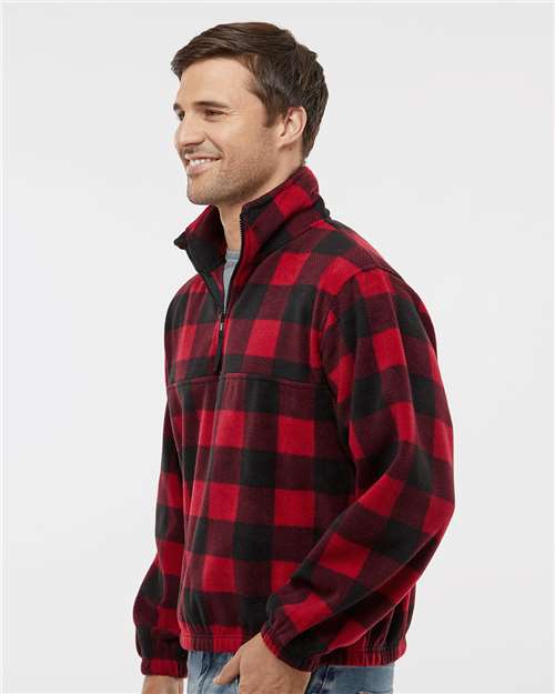 Red/ Black Polar Fleece Quarter-Zip Pullover - 3052