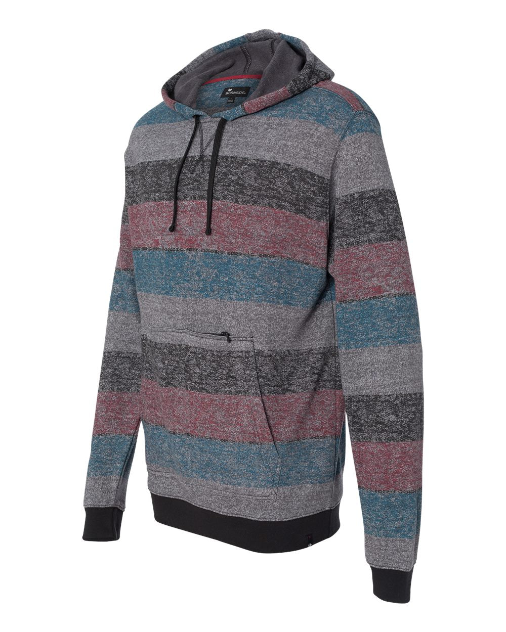 Red/ Black Printed Stripes Fleece Sweatshirt - 8603