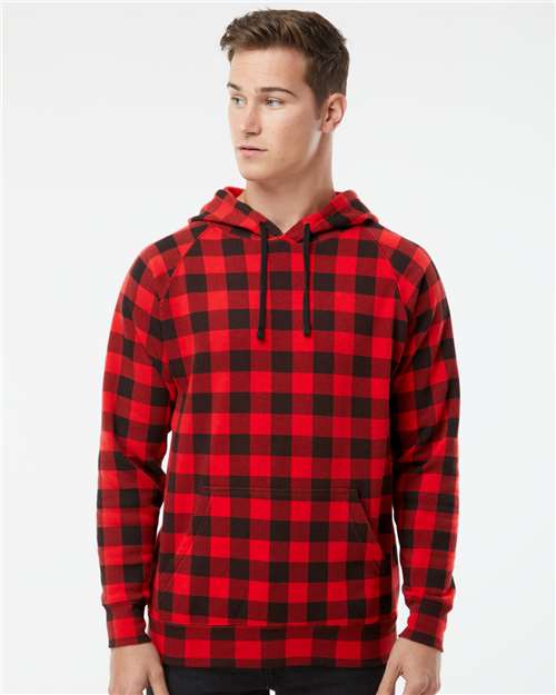 Red Buffalo Plaid Special Blend Raglan Hooded Sweatshirt - PRM33SBP