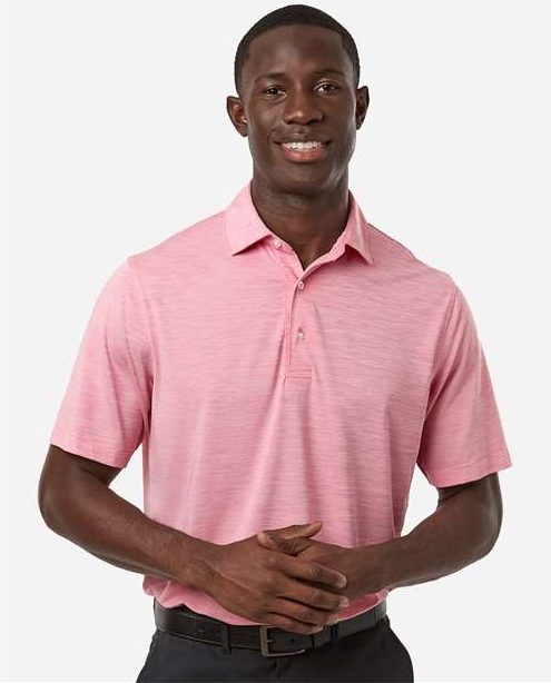 Red Heather Men's Bohemian Striped Heather Performance Polo - 162