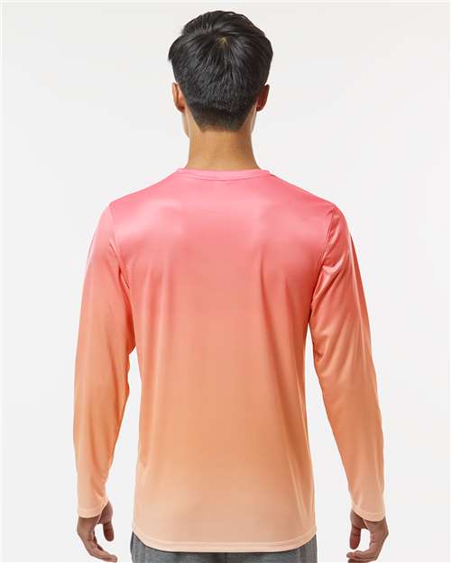 Red/ Light Orange Barbados Performance Pin Dot Long Sleeve T-Shirt - 225