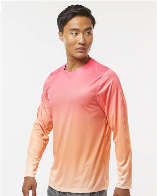 Red/ Light Orange Barbados Performance Pin Dot Long Sleeve T-Shirt - 225