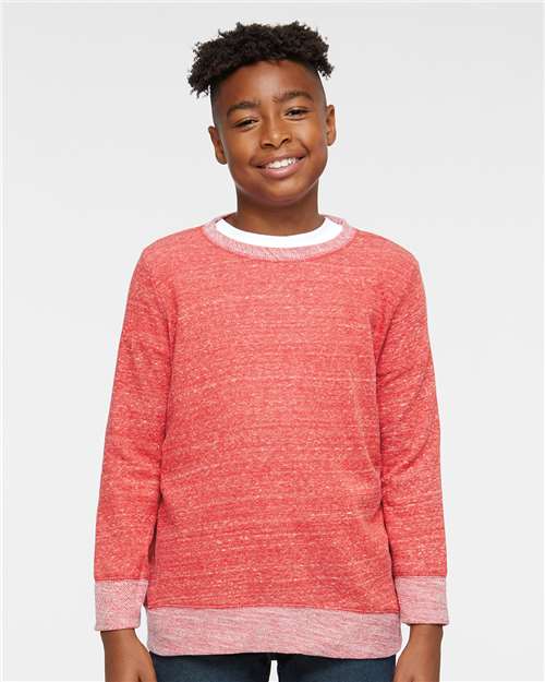 Red Melange Youth Harborside Mélange French Terry Long Sleeve with Elbow Patches - 2279