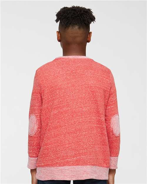 Red Melange Youth Harborside Mélange French Terry Long Sleeve with Elbow Patches - 2279