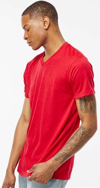 Red Poly-Rich V-Neck T-Shirt - 207