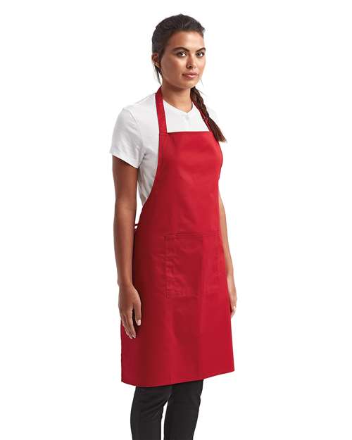 Red Recycled Bib Apron with Pocket - RP154
