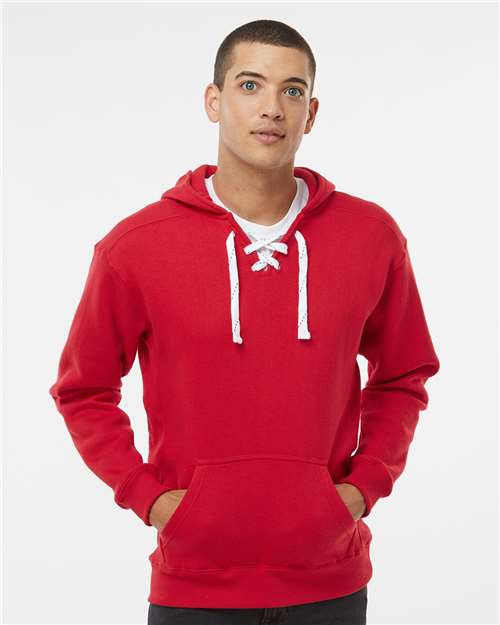 Red Sport Lace Hooded Sweatshirt - 8830