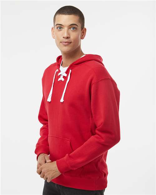 Red Sport Lace Hooded Sweatshirt - 8830