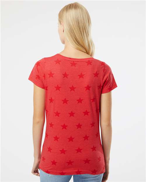 Red Star Women's Star Print Scoop Neck Tee - 3629