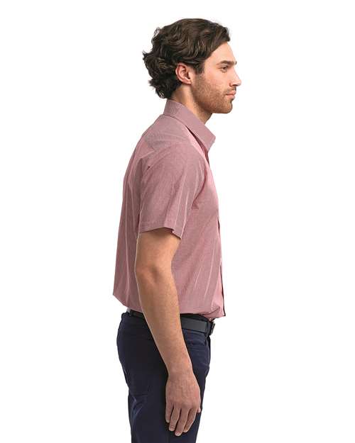 Red/ White Men's Microcheck Gingham Cotton Shirt - RP221