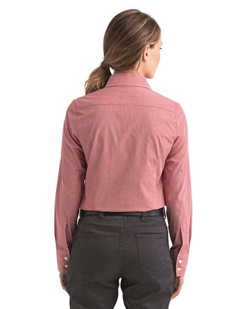 Red/ White Women's Microcheck Gingham Cotton Shirt - RP320