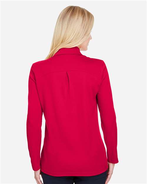 Red Women's CrownLux Performance® Plaited Long Sleeve Polo - DG20LW