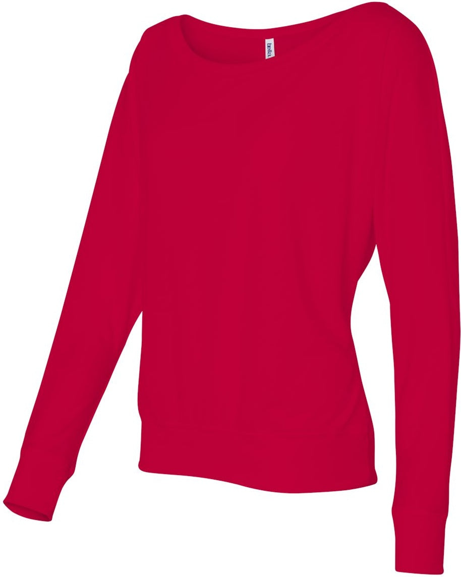 Red Women’s Flowy Off Shoulder Long Sleeve Tee - 8850