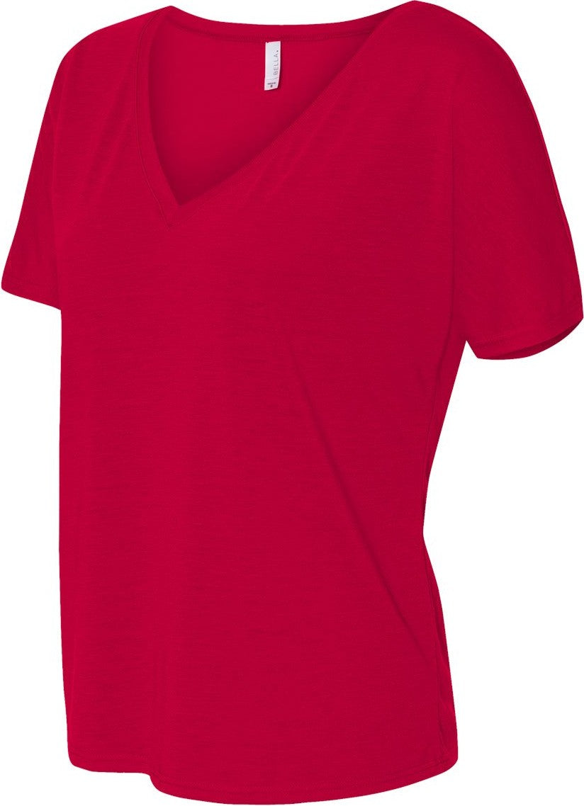 Red Women’s Slouchy V-Neck Tee - 8815
