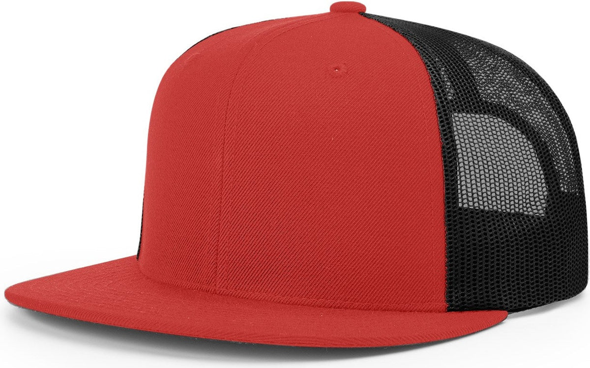 Red/Black Acrylic-Wool Blend Flatbill Trucker