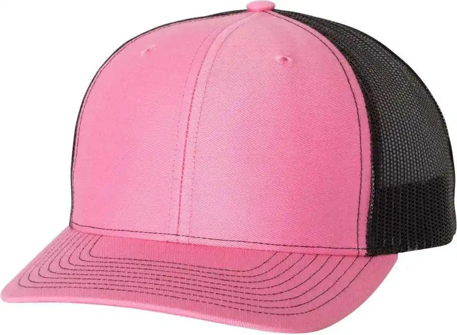 Richardson 112 Snapback Trucker Caps - Hot Pink Black - Osfm