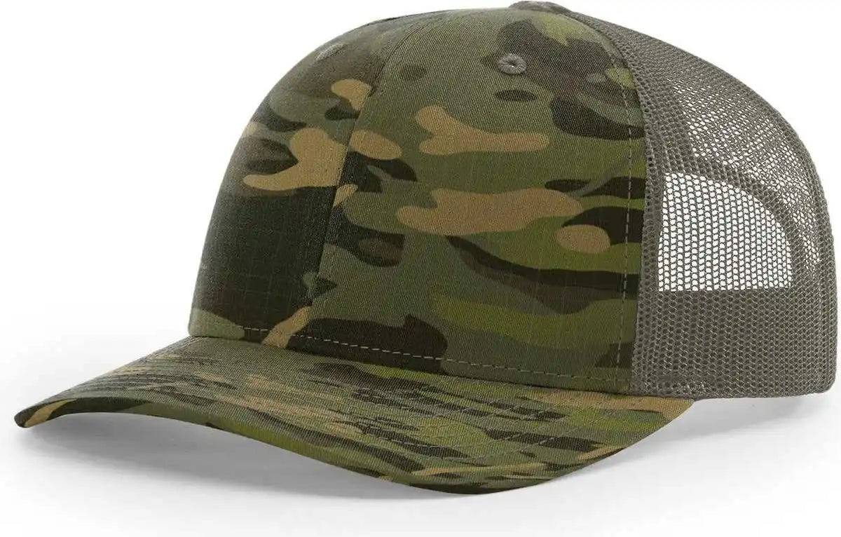 Richardson 112pt Printed Tactical Snapback Trucker Caps - Split Multicam Tropic Loden - Osfm
