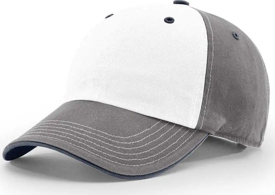 Richardson 322 Washed Chino Charcoal Caps - White Navy - Osfm