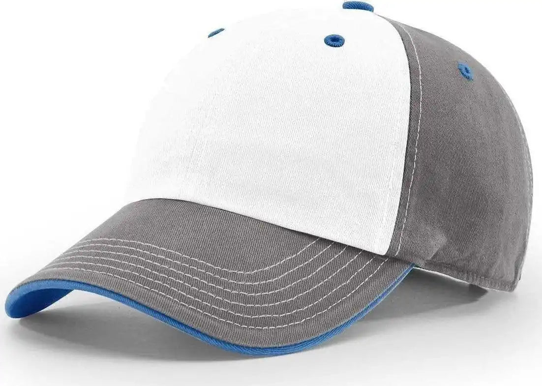 Richardson 322 Washed Chino Charcoal Caps - White Royal - Osfm