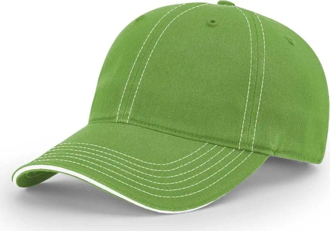 Richardson 325 Washed Chino Sandwich Visor Caps - Lime White - Osfm