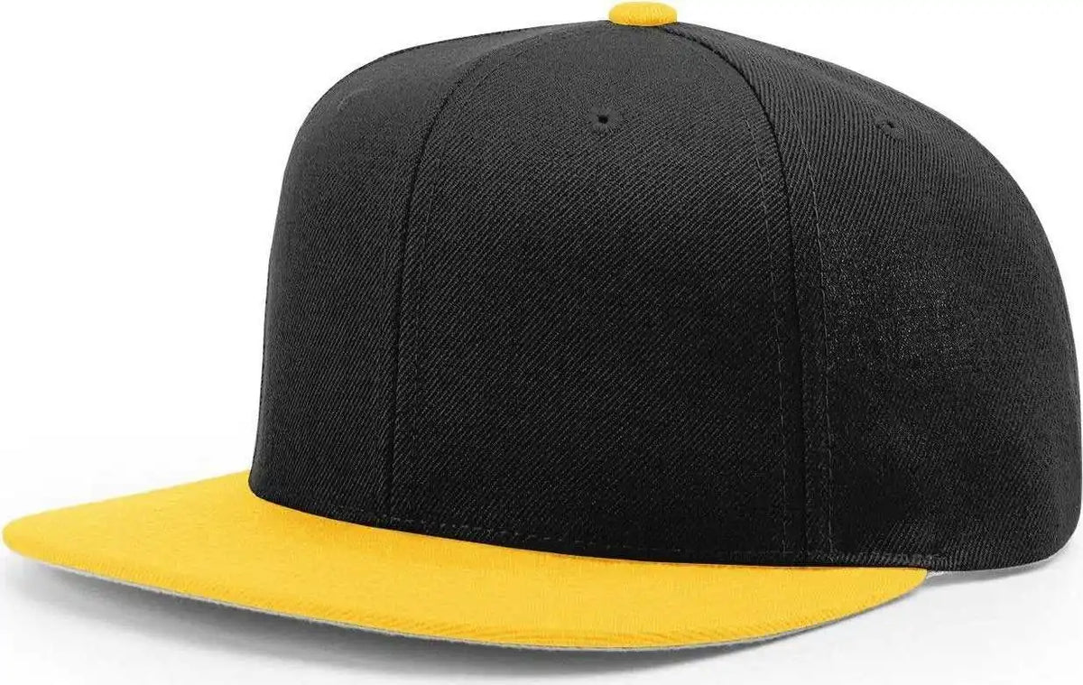 Richardson 510 Wool Flatbill Snapback Caps - Black Gold - Osfm