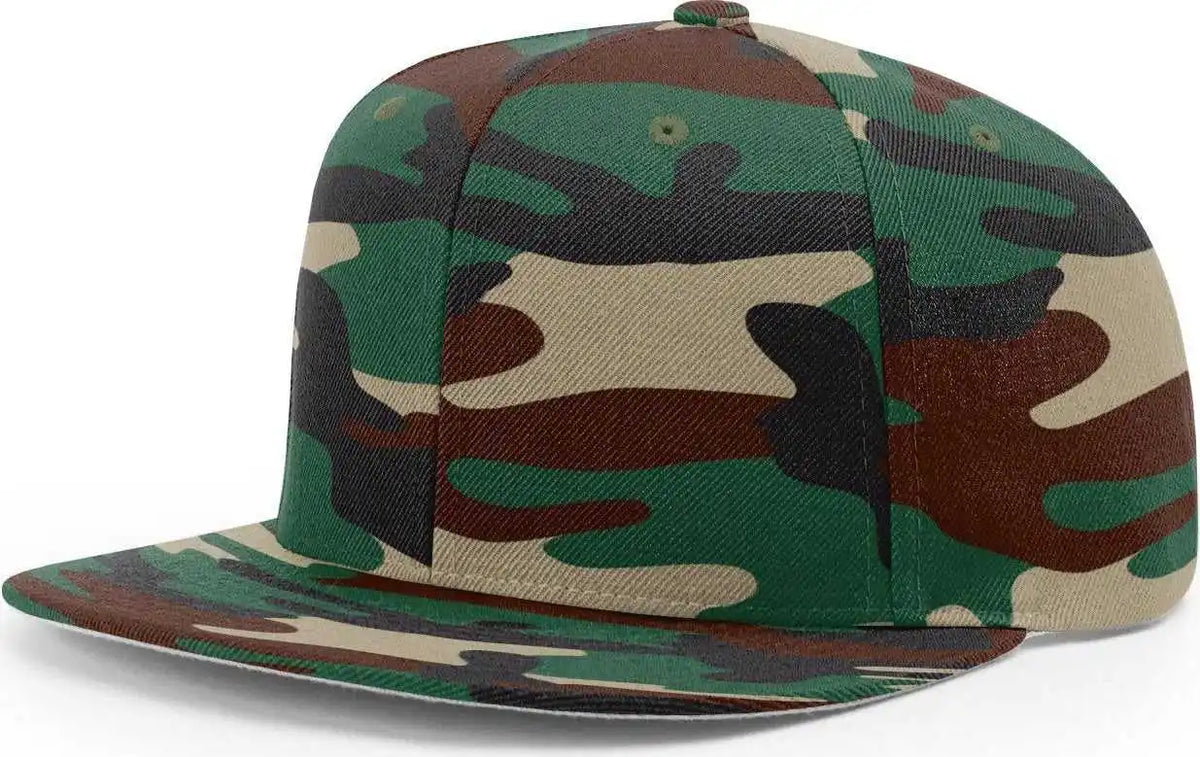 Richardson 510 Wool Flatbill Snapback Caps - Green Camo - Brown / Osfm