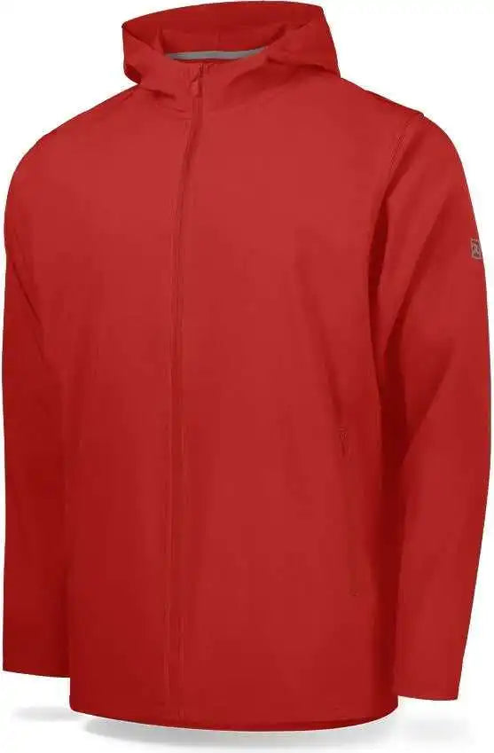 Richardson Pts4005t Adult Pts Baseball Barrage Wind Shirt Long Sleeve Full Zip with Scuba Hood (batting Jacket) - Red