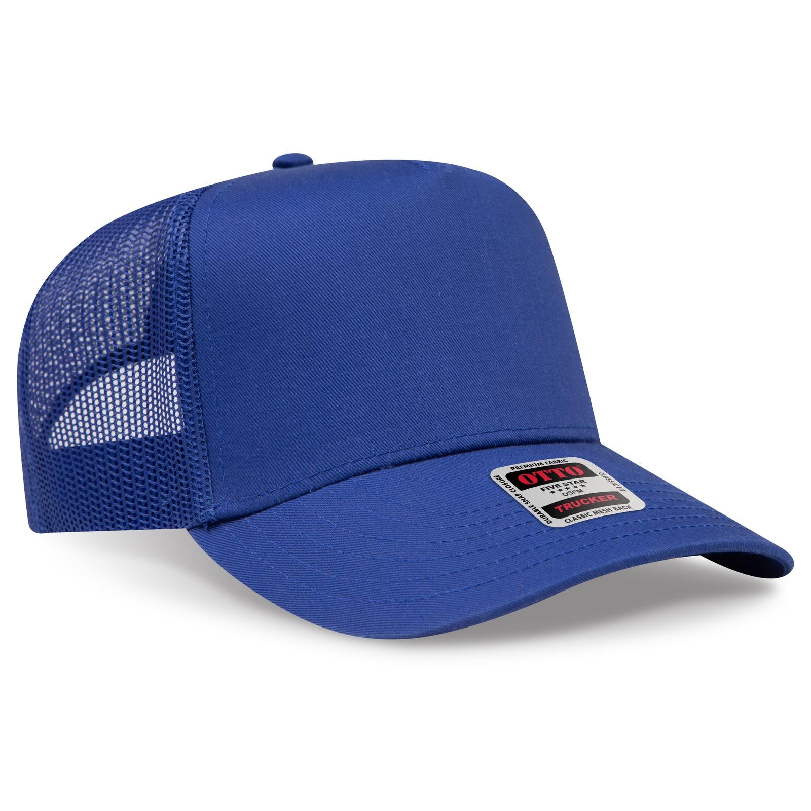 Right View of 001 - Royal OTTO CAP 5 Panel Mid Profile Mesh Back Trucker Hat