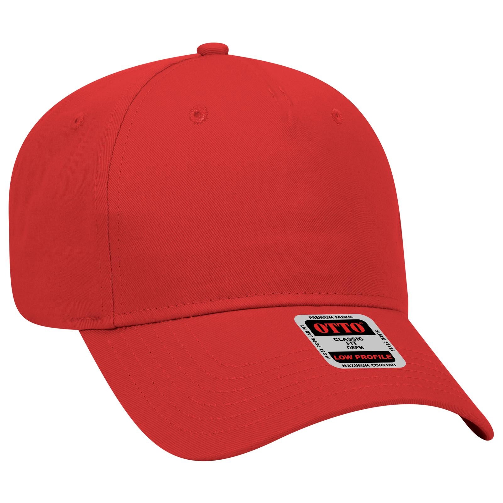 Right View of 002 - Red OTTO CAP 5 Panel Low Profile Baseball Cap