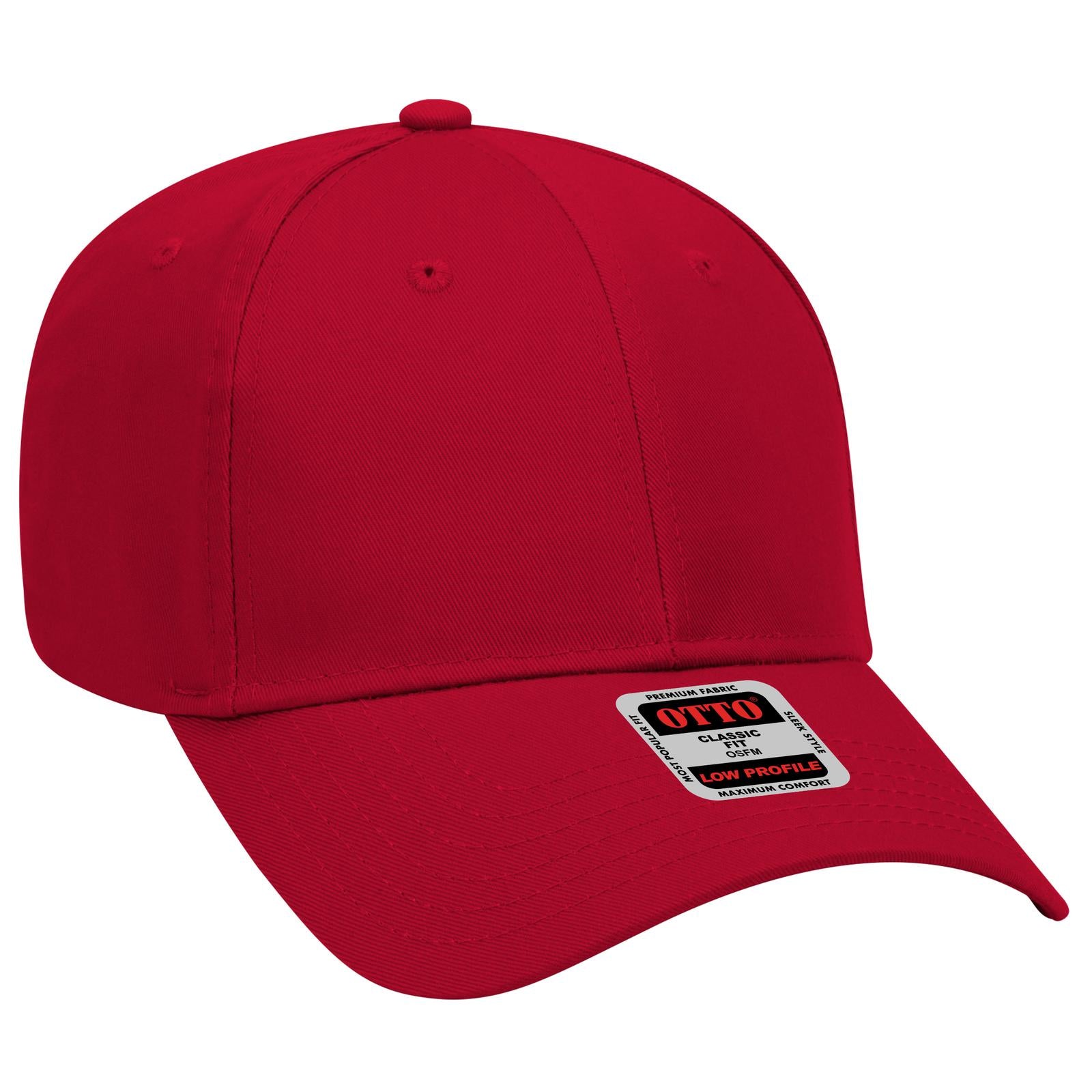 Right View of 002 - Red OTTO CAP 6 Panel Low Profile Baseball Cap
