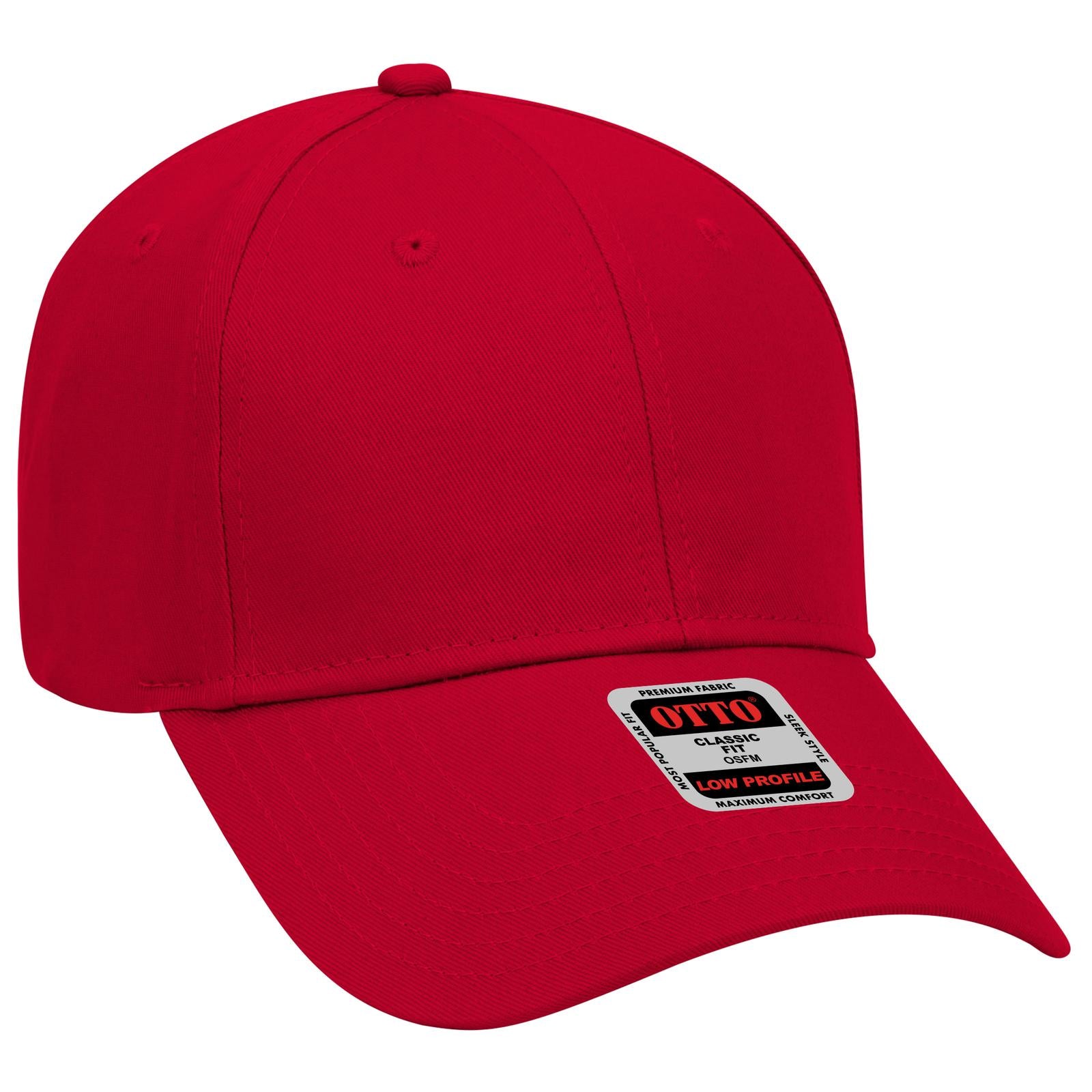 Right View of 002 - Red OTTO CAP 6 Panel Low Profile Baseball Cap