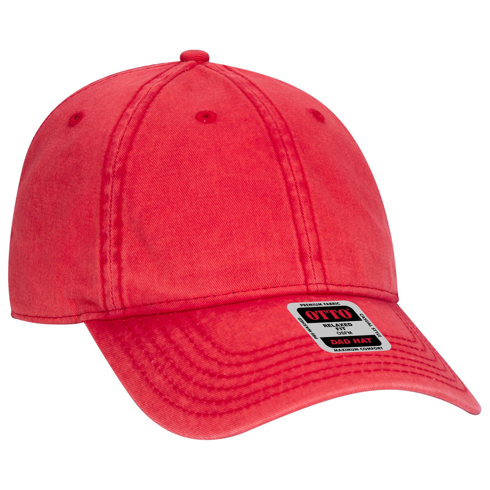 Right View of 002 - Red OTTO CAP 6 Panel Low Profile Dad Hat