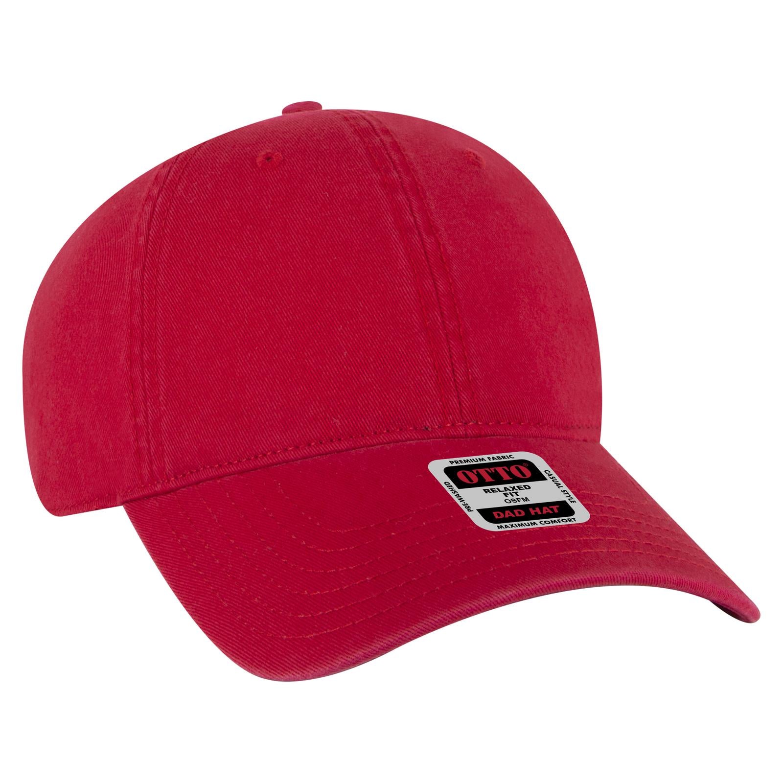 Right View of 002 - Red OTTO CAP 6 Panel Low Profile Dad Hat