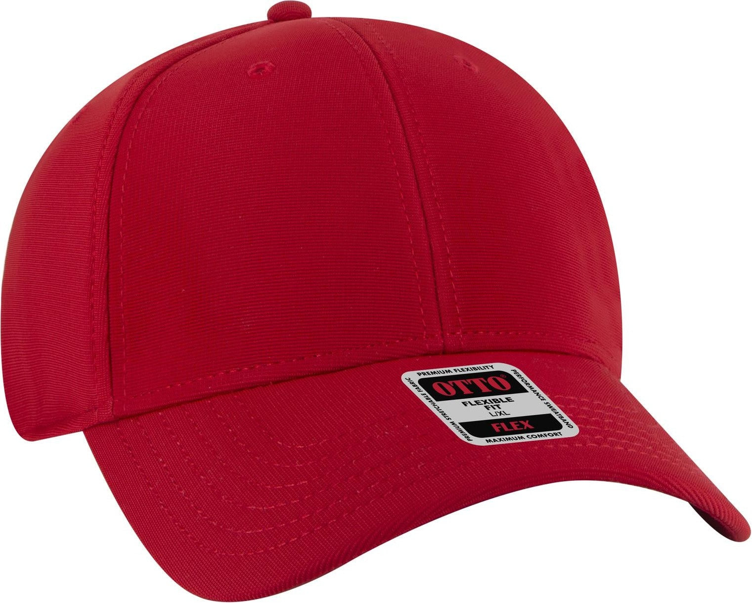 Front View of 002 - Red OTTO CAP "OTTO FLEX" Fitted 6 Panel Low Profile Baseball Cap