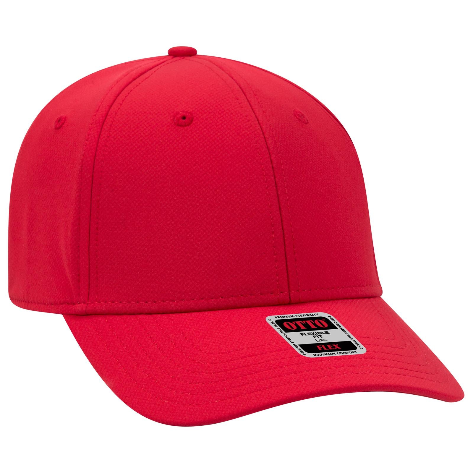 Front View of 002 - Red OTTO CAP "OTTO FLEX" Fitted UPF 50+ 6 Panel Low Profile Baseball Cap