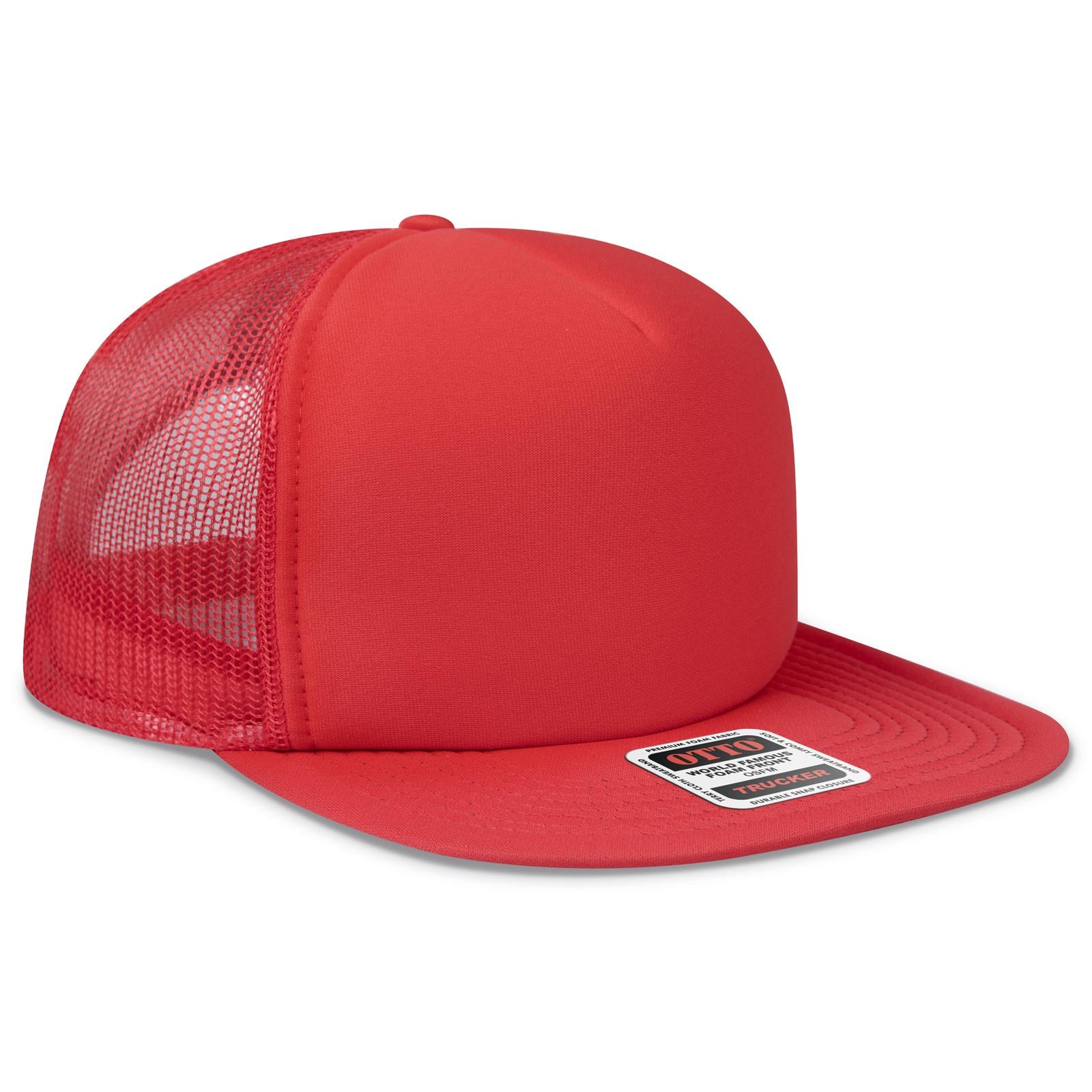 Right View of 002 - Red OTTO CAP "OTTO SNAP" 5 Panel High Crown Mesh Back Trucker Snapback Hat