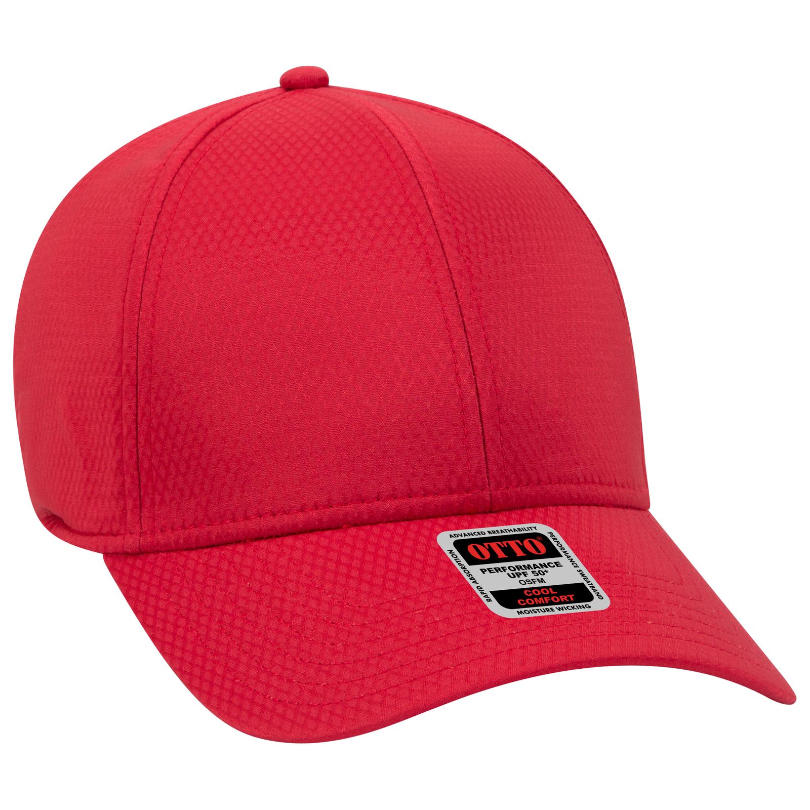 Front View of 002 - Red OTTO CAP UPF 50+ 6 Panel Low Profile Baseball Cap