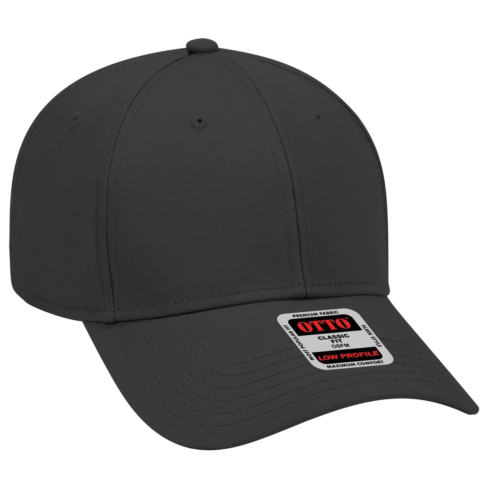 Right View of 003 - Black OTTO CAP 6 Panel Low Profile Baseball Cap