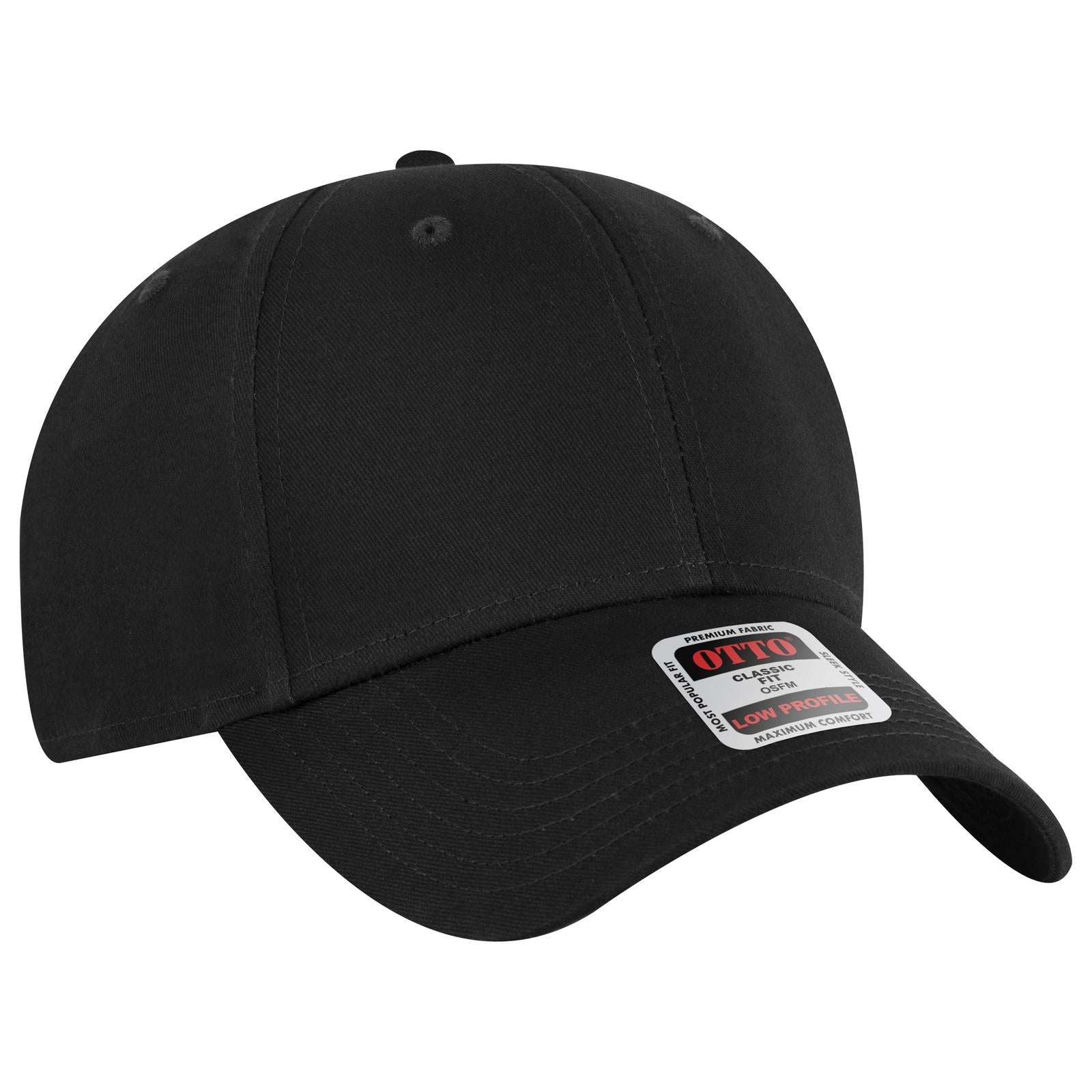 Right View of 003 - Black OTTO CAP 6 Panel Low Profile Baseball Cap