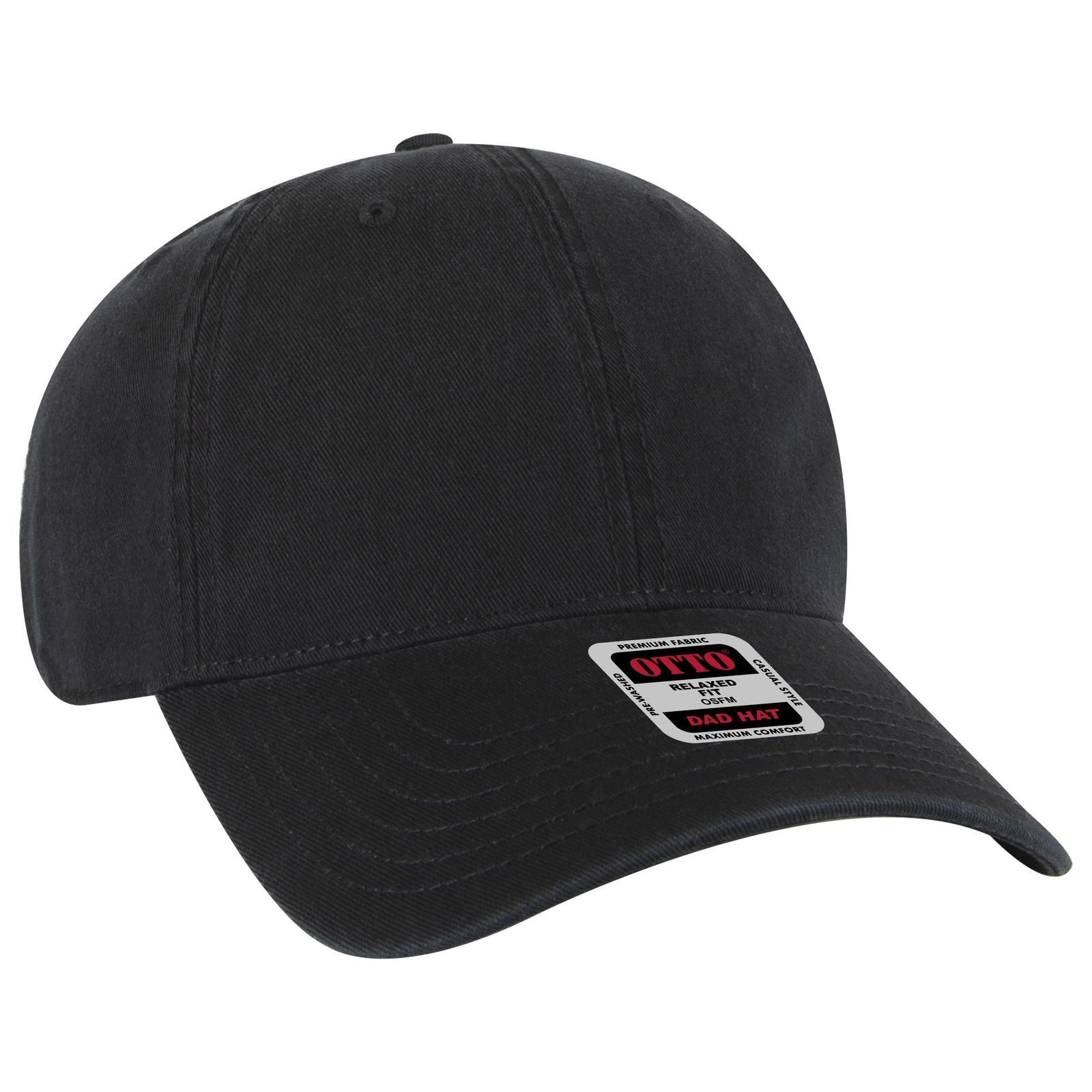 Right View of 003 - Black OTTO CAP 6 Panel Low Profile Dad Hat