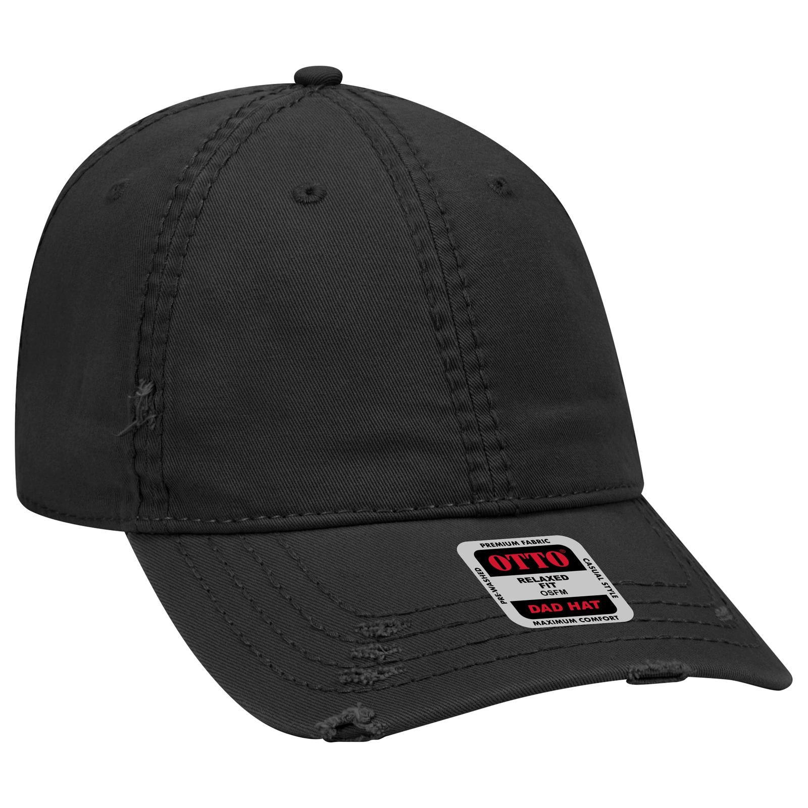 Right View of 003 - Black OTTO CAP 6 Panel Low Profile Dad Hat