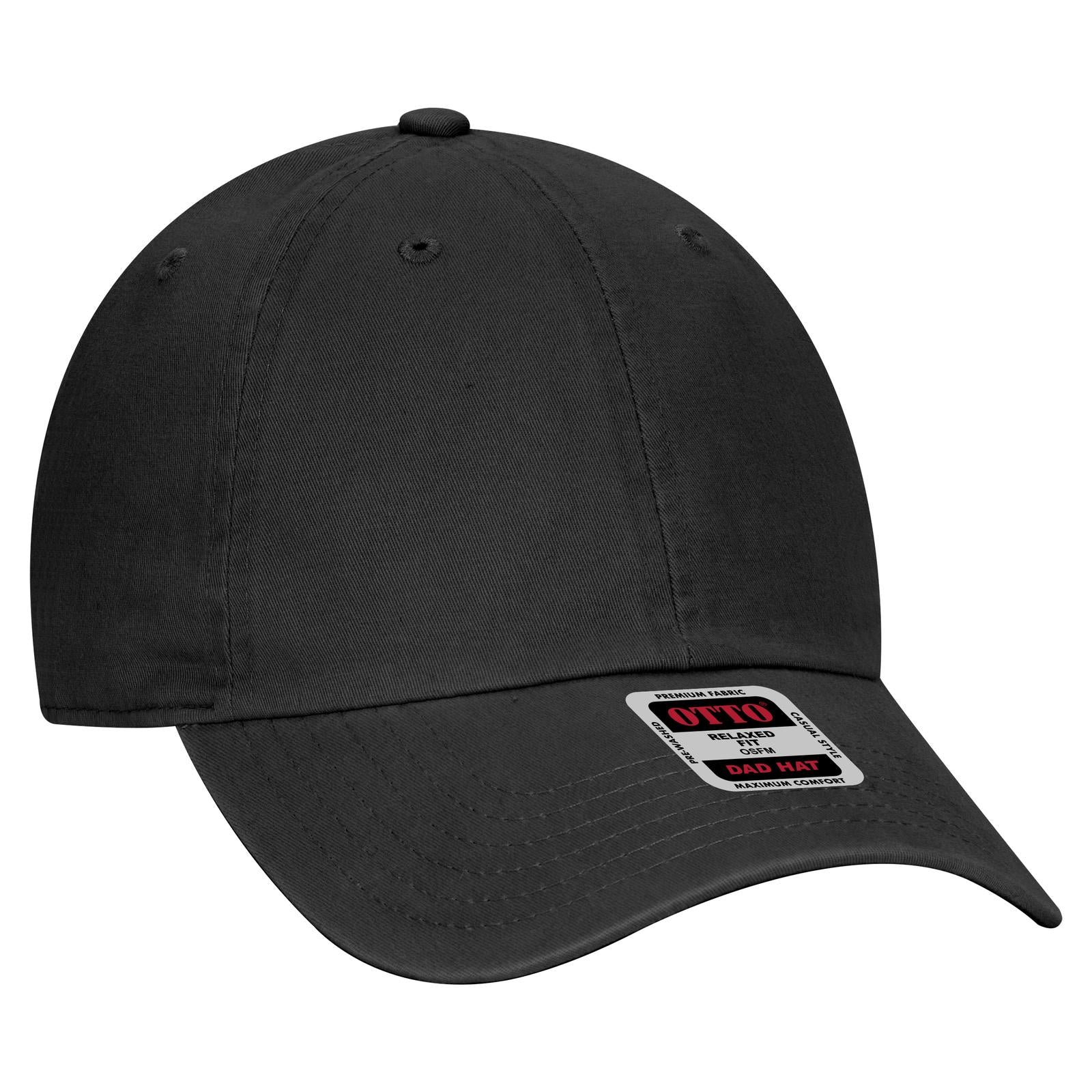 Right View of 003 - Black OTTO CAP 6 Panel Low Profile Dad Hat