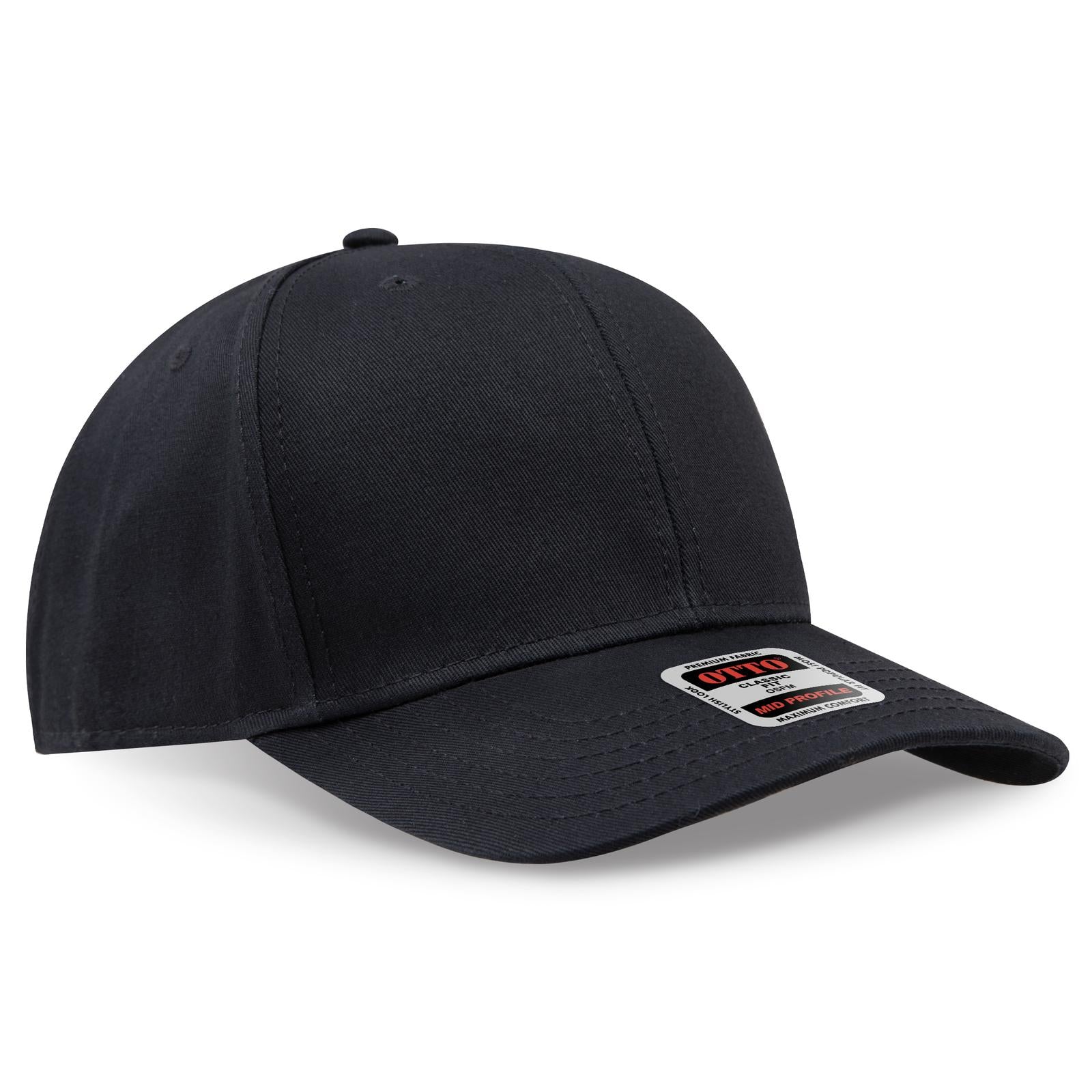 Right View of 003 - Black OTTO CAP 6 Panel Mid Profile Baseball Cap