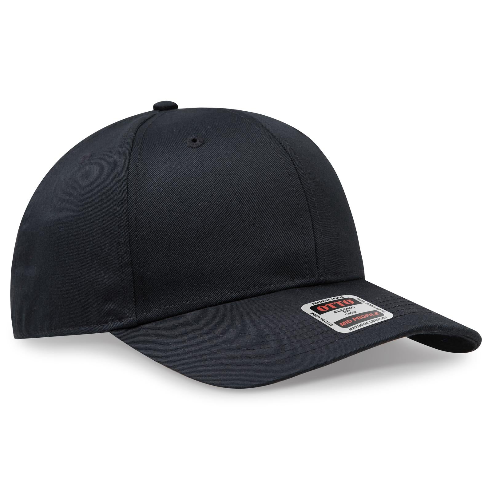 Right View of 003 - Black OTTO CAP 6 Panel Mid Profile Baseball Cap