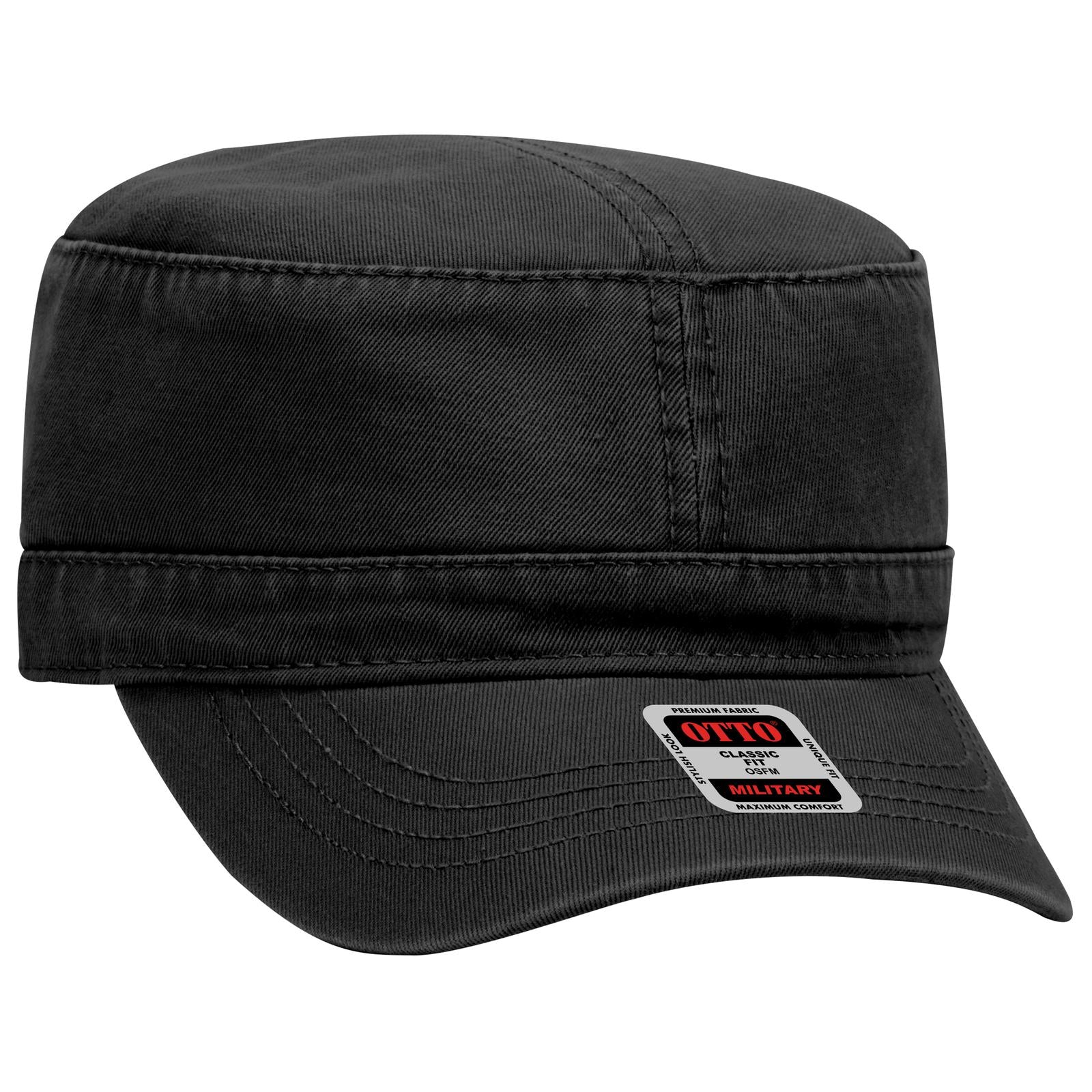 Front View of 003 - Black OTTO CAP Military Hat