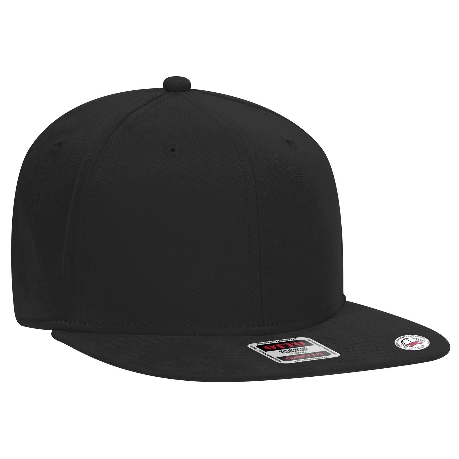 Right View of 003 - Black OTTO CAP "OTTO COMFY FIT" 6 Panel Pro Style Snapback Hat